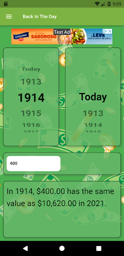 Android application In The Day: US Inflation Calc screenshort