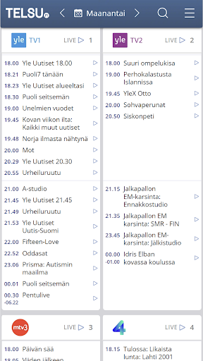 Android application Telsu.fi TV-opas screenshort