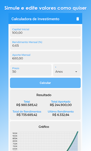 Android application Calculadora de Investimento screenshort