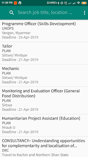Android application NGO Jobs in Myanmar screenshort