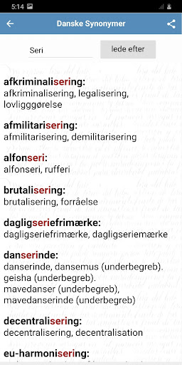 Dánský slovník synonym Screen 3