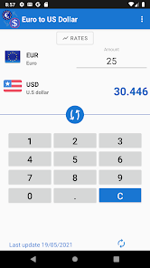 Imágen 1 Euro a dólar estadounidense android