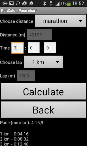 Android application RunCalc - Running Calculator screenshort