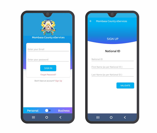 Android application Mombasa County eServices screenshort