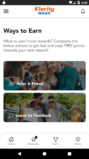 Android application Klarity Wash Rewards screenshort