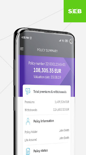 Android application SEB Life International screenshort