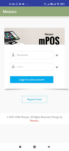 Android application Merpacc mPOS screenshort