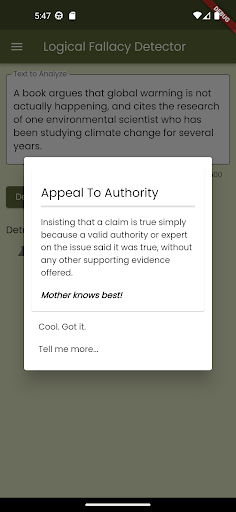 Logical Fallacy Detector Screen 2