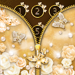 Cover Image of Download Gold Butterfly Diamond Zipper Lock 2.0 APK
