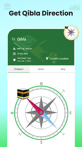 Qibla Finder : Prayer Times Screen 2