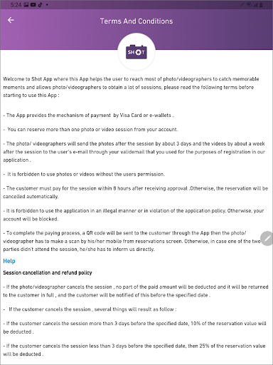 Shot photoshoots, reservations