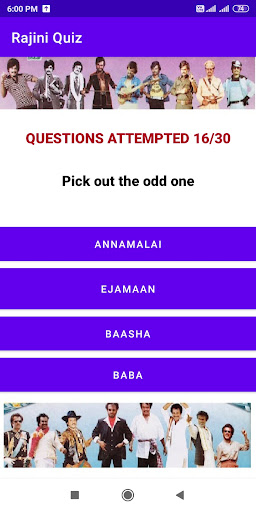 Android application Rajini Quiz screenshort