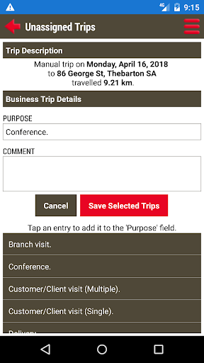 FBT Logbook Screen 3