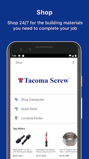 Android application Tacoma Screw Products screenshort