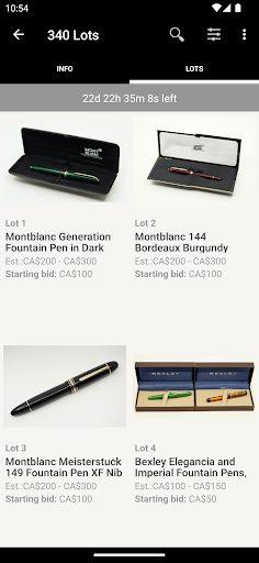 NA Pen Auctions Screen 3
