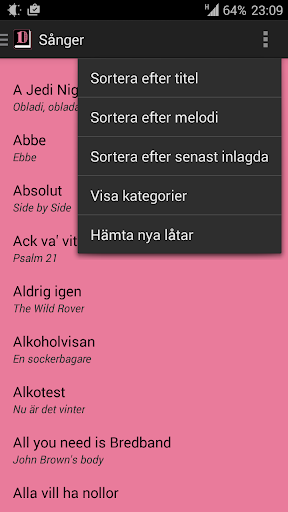 Android application D-sek Sångbok screenshort