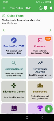 Android application TestDriller JAMB CBT screenshort