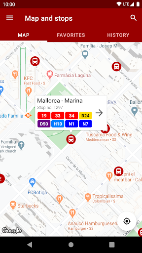 Android application Next bus Barcelona screenshort