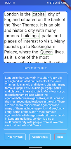 Fill The Gap Quiz Screen 2