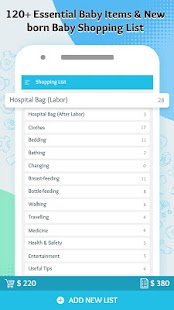 Newborn Baby Shopping Checklis Screenshot