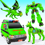 Cover Image of Download Flying Ambulance Dog Robot Car Game 17 APK