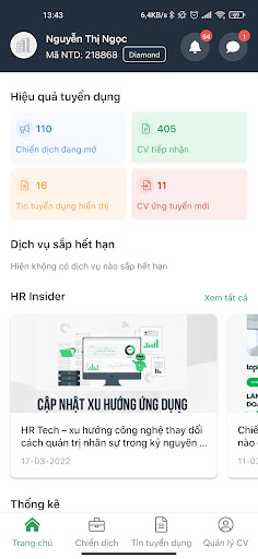 Android application TopCV - Nhà tuyển dụng screenshort