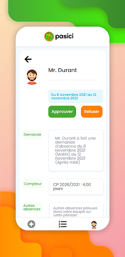 Pasici - Gestion des congés Screen 3