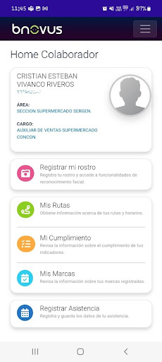 Android application BNovus Rutas screenshort
