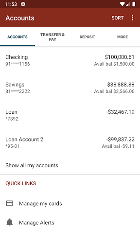 Millyard Bank Mobile Banking Screen 3