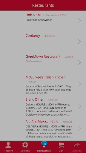 Delivery Dine Screen 2