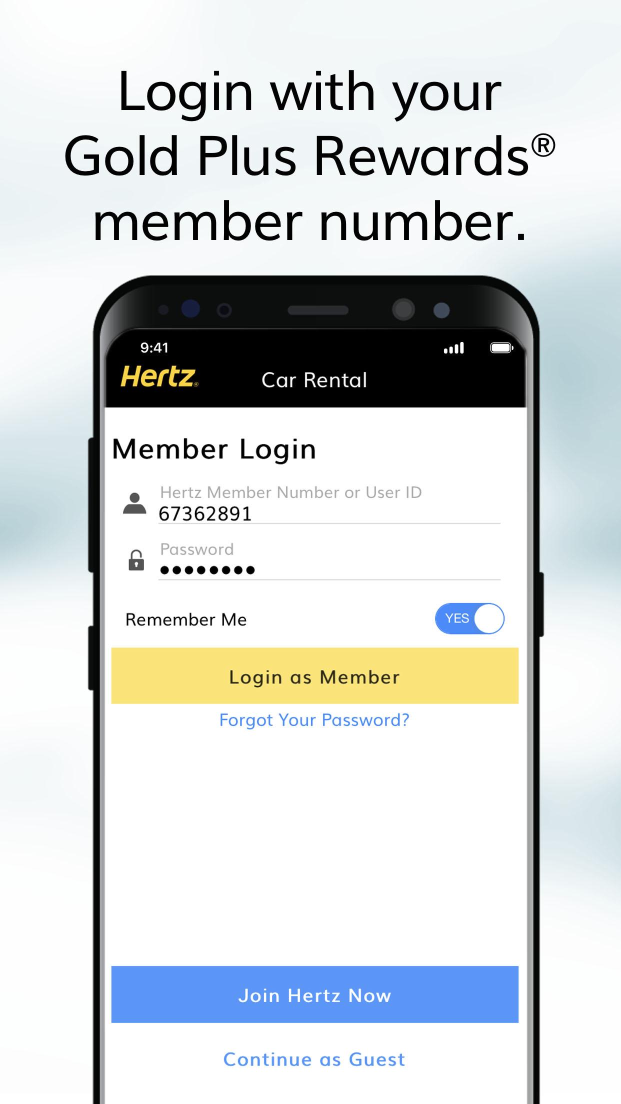 Android application Hertz Car Rentals screenshort