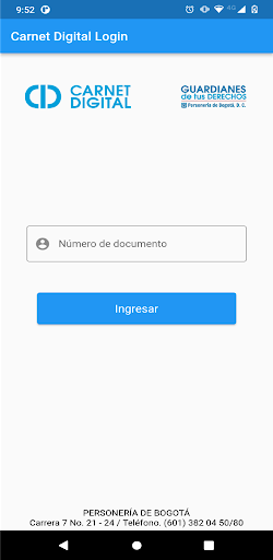Android application Carnet Personería Bogotá screenshort