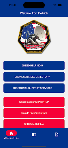 Android application WeCare, Fort Detrick screenshort