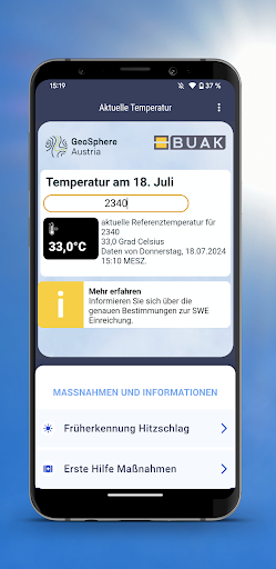 Hitze-/Kälte App Screen 2