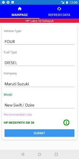 Android application HP Lube Oil Sahayak screenshort