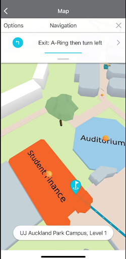 UJ Wayfinder Mobile App Screen 2