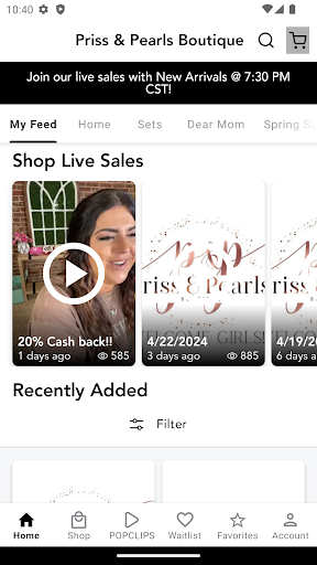Android application Priss & Pearls Boutique screenshort