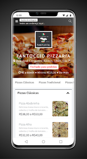 Android application Fantoccio Pizzaria screenshort