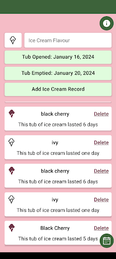 Black Cherry Ice Cream Tracker Screen 2