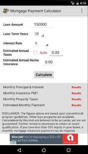 Simple Mortgage Calculator Screen 3