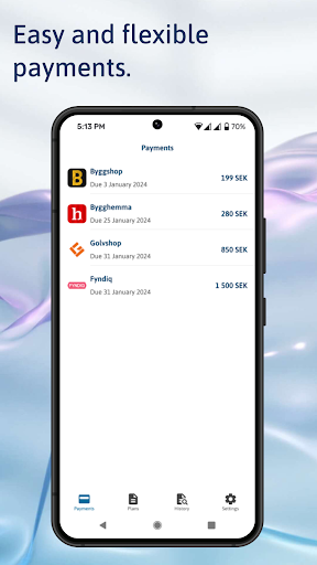 Android application Svea Pay screenshort