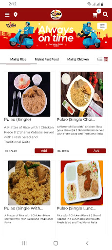 Android application Mairaj Foods screenshort