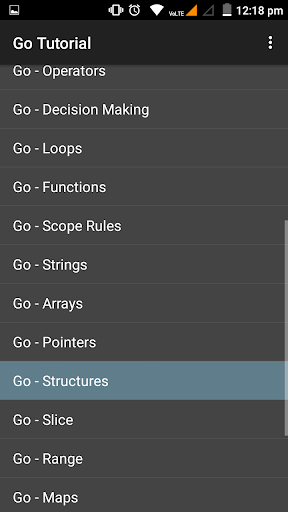 Android application Learn Golang screenshort