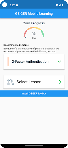 Android application GEIGER Mobile Learning - BETA screenshort