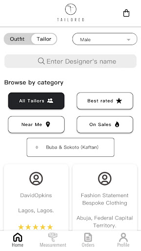 Android application Tailored: Buy Bespoke Fashion. screenshort