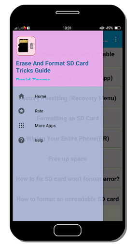 Erase SD card Screen 3