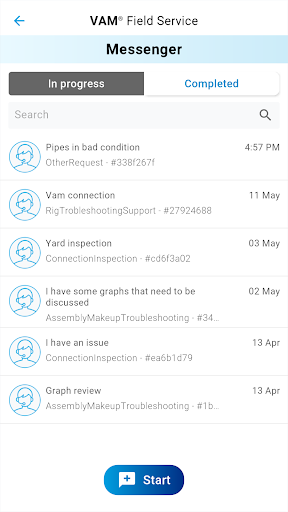 VAM Field Service App Screen 2