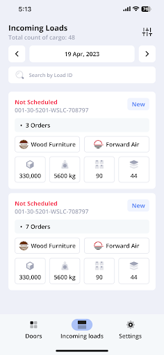 Warehouse Cargo Connect Screen 2