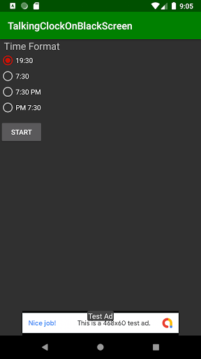 Android application Talking Clock On Black Screen screenshort