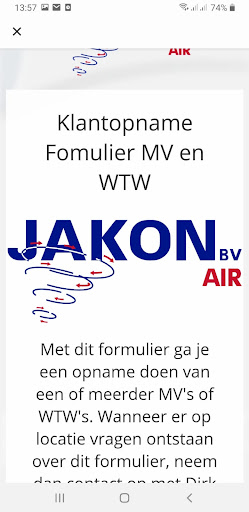 Android application Jakon Air screenshort